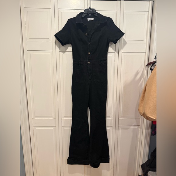 Windsor black denim jumpsuit flare leg size small like new - Picture 2 of 5